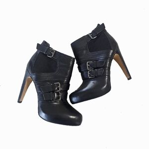 Sam Edelman Kenley Black Buckle Strap High-Heel Ankle Booties